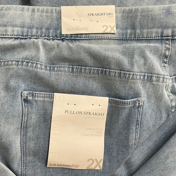 Soft Surroundings The Ultimate Denim Pull-On Crop Jeans in everwash straight leg - Picture 13 of 15